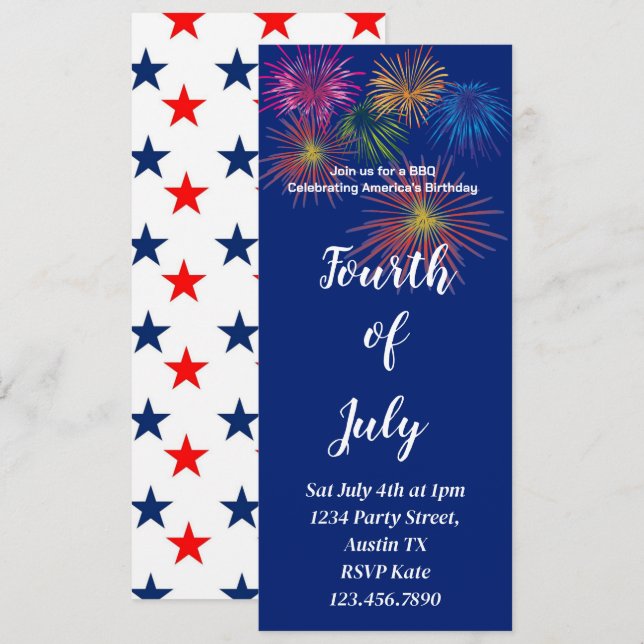 4th of July Light up the Sky Party Invitation (Front/Back)