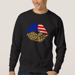 4th Of July Lips American Flag Leopard Patriotic U Sweatshirt