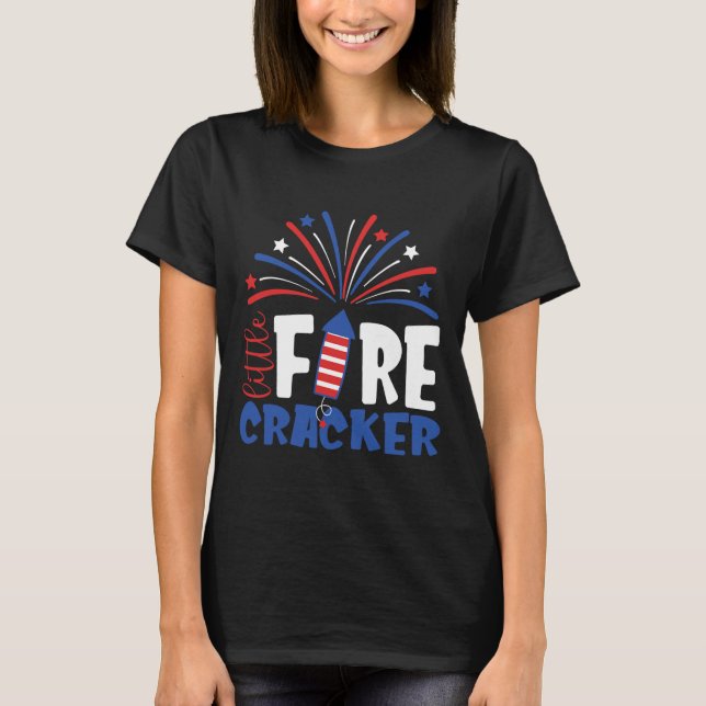 4th Of July Little Firecracker Toddler Outfit Patr T-Shirt (Front)