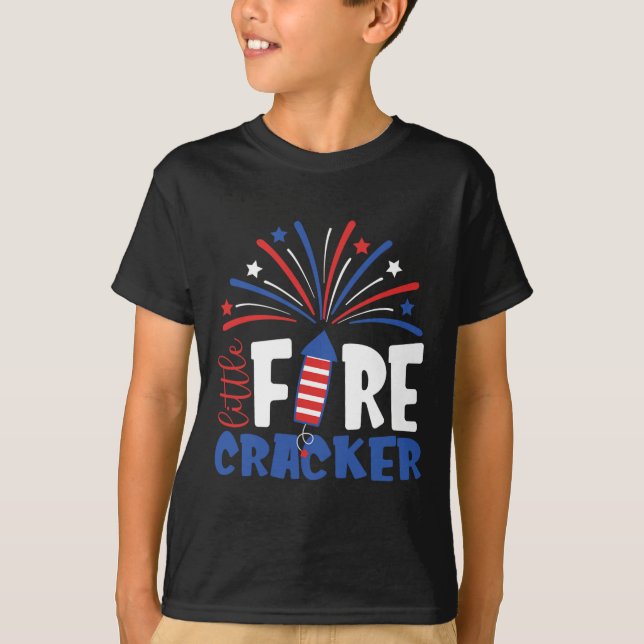 4th Of July Little Firecracker Toddler Outfit Patr T-Shirt (Front)