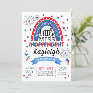 4th of July Little Miss Independant Birthday Invitation