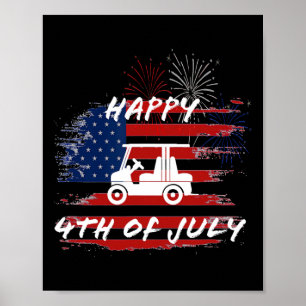 4th Of July Looping Parade Holiday Golf Cart Ameri Poster