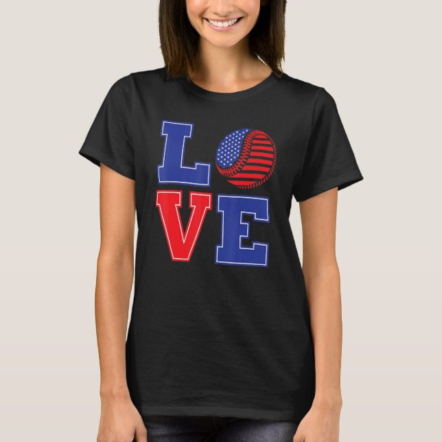 4th of July Love Baseball T-Shirt (Front)