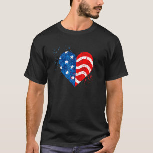 4th Of July Love Heart American Freedom Usa Flag P T-Shirt