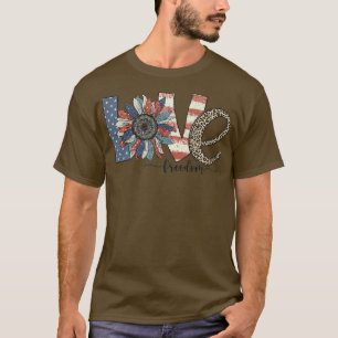 4th Of July Love Sunflower Freedom Patriotic Ameri T-Shirt