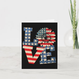 4th Of July Love Sunflower Patriotic American Flag Card