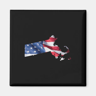 4th Of July Machusetts State American Flag Red Whi Magnet