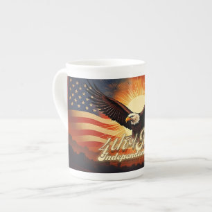 4th of July – Majestic Eagle & Fireworks Tribute🦅 Bone China Mug