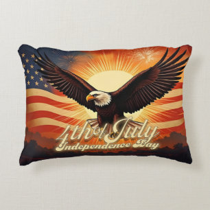 4th of July – Majestic Eagle & Fireworks Tribute🦅 Decorative Cushion