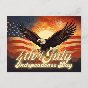 4th of July – Majestic Eagle & Fireworks Tribute🦅 Holiday Postcard