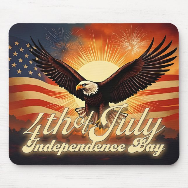 4th of July – Majestic Eagle & Fireworks Tribute🦅 Mouse Mat (Front)
