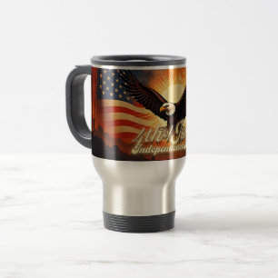 4th of July – Majestic Eagle & Fireworks Tribute🦅 Travel Mug