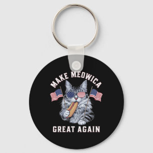 4th Of July Make Meowica Great Again Funny Patriot Key Ring