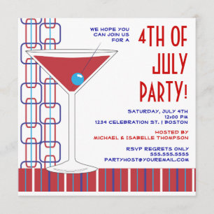 4th of July Martini Cocktail Party Invitation
