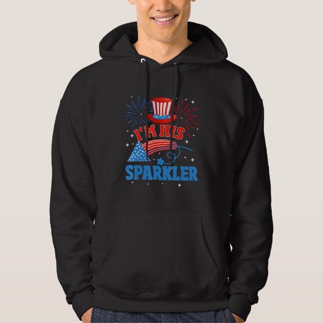 4th Of July Matching Couples Women Im His Sparkler Hoodie (Front)