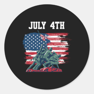 4th Of July Men Usa American Flag Boys Independenc Classic Round Sticker