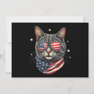 4th of July Meowica American Flag Cat Invitation