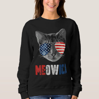 4th Of July Meowica American Flag Cat Sweatshirt