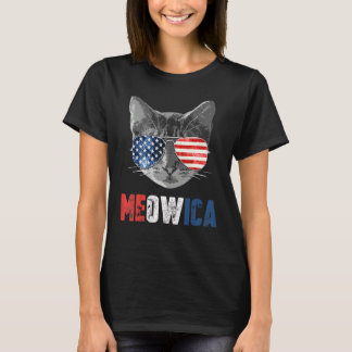 4th Of July Meowica American Flag Cat T-Shirt