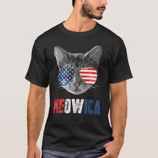 4th Of July Meowica American Flag Cat T-Shirt