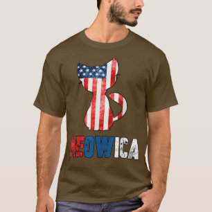 4th of july Meowica Cat Patriotic Flag Plus T-Shirt
