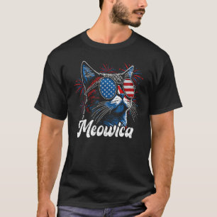 4th of July Meowica Kitty Ca Sunglasses American F T-Shirt