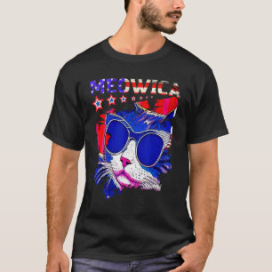 4th Of July Meowica Retro Cat American Flag USA Pa T-Shirt