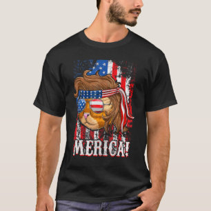 4th Of July Merica American Flag Patriotic Cat Mu T-Shirt