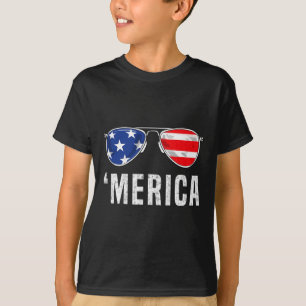 4th Of July Merica American Flag Sunglasses Boys G T-Shirt