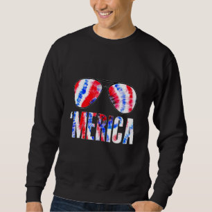 4th Of July Merica American Flag Tie Dye Sunglasse Sweatshirt