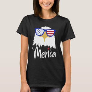 4th Of July Merica Bald Eagle With Patriot Sunglas T-Shirt