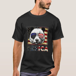 4th Of July Merica Bear With Usa Flag Headband T-Shirt