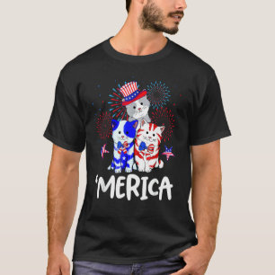 4th Of July Merica Cat Fireworks American Flag Men T-Shirt