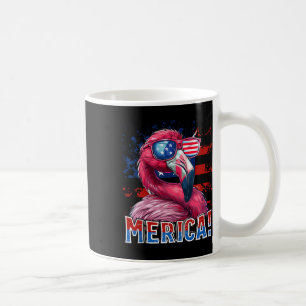 4th Of July Merica Flamingo American Flag Kids Men Coffee Mug