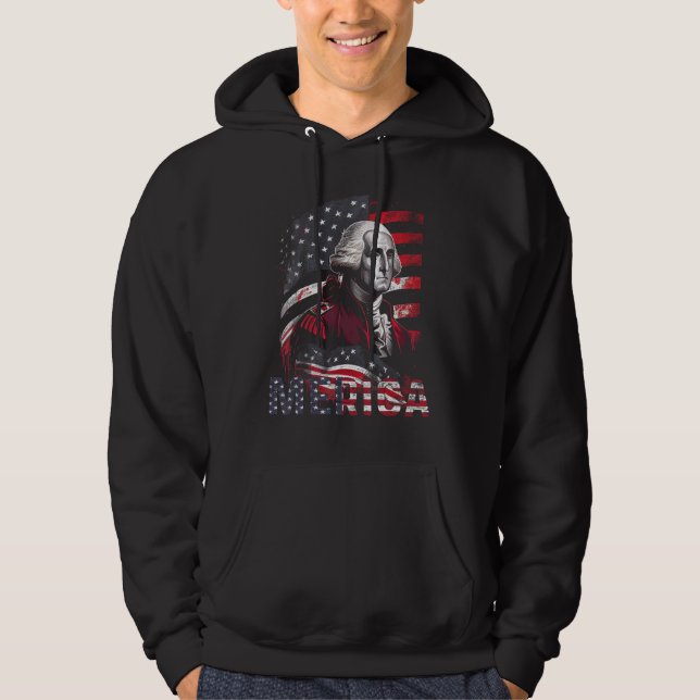4th Of July Merica George Washington Men Women Ame Hoodie (Front)