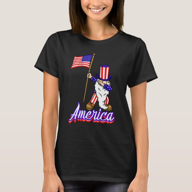 4th Of July Merica Gnome   Women America Flag Love T-Shirt (Front)