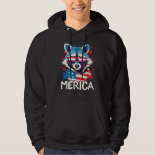 4th Of July Merica  Raccoon Gender Fluid Sunglasse Hoodie