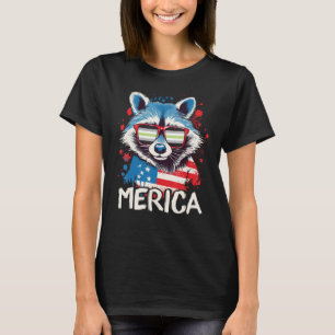 4th Of July Merica Racoon Agender Sunglasses Flag T-Shirt
