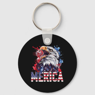 4th Of July Merica Usa Flag Bald Eagle Patriotic V Key Ring