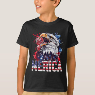 4th Of July Merica Usa Flag Bald Eagle Patriotic V T-Shirt