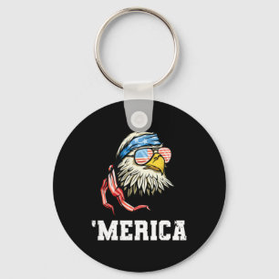 4th Of July Merica Usa Flag Byld Eagle Patriotic V Key Ring