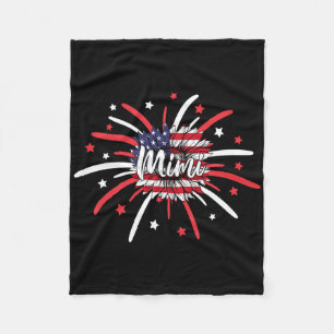 4th Of July Mimi Sunflower American Flag Fireworks Fleece Blanket