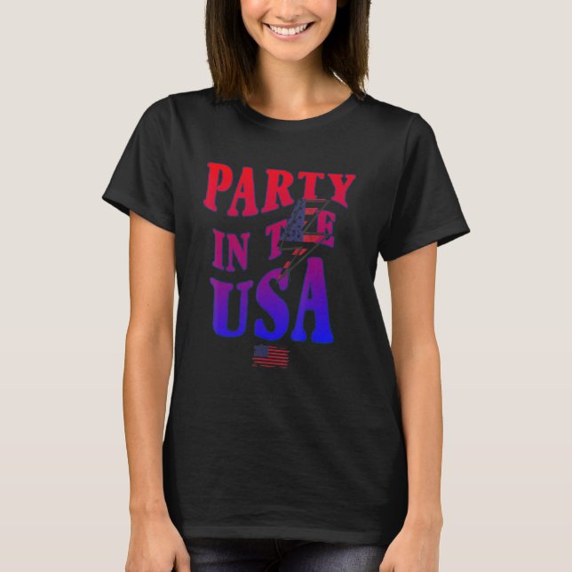 4th of july Mom And Girl baby PINK PARTY in the US T-Shirt (Front)