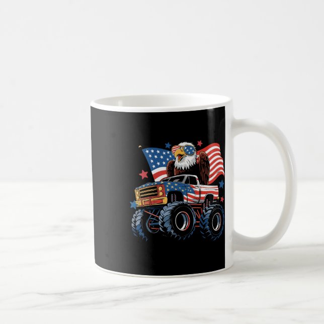 4th Of July Monster Truck Bald Eagle American Flag Coffee Mug (Right)