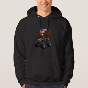 4th Of July Monster Truck Bald Eagle American Flag Hoodie