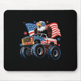 4th Of July Monster Truck Bald Eagle American Flag Mouse Mat
