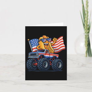 4th Of July Monster Truck Hot Dog American Flag Me Card