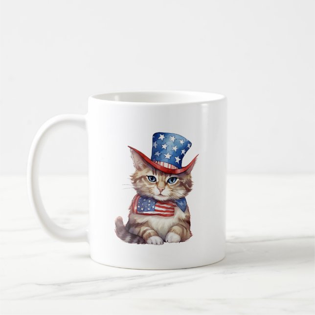 4th of July Mug | Patriotic Cat (Left)