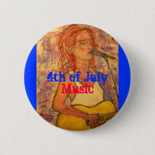 4th of July Music 6 Cm Round Badge