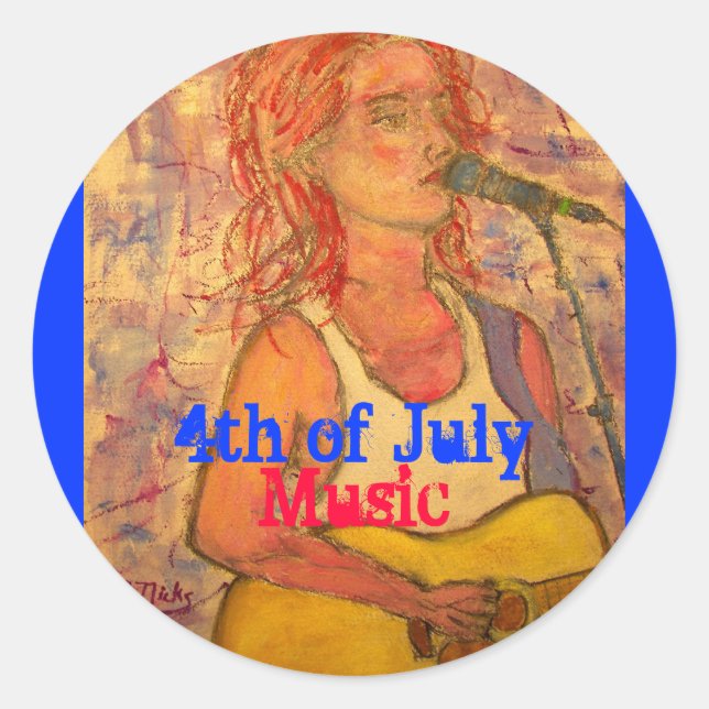 4th of July Music Classic Round Sticker (Front)